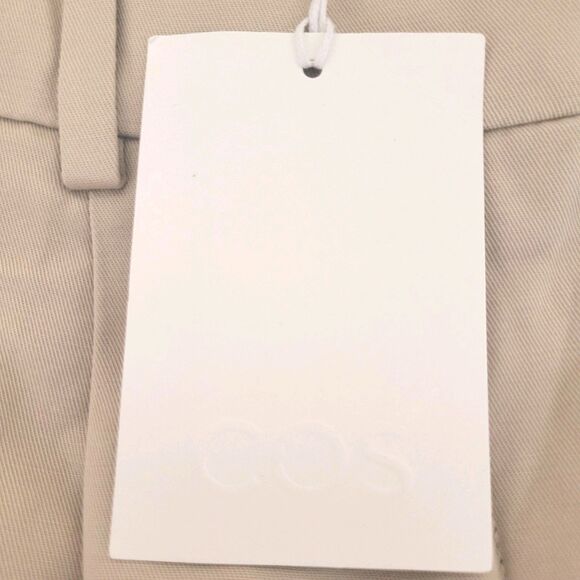 COS 12 New Wide Leg Relaxed Trouser Pleated Front Pants Neutral Beige Minimalist - Picture 9 of 14